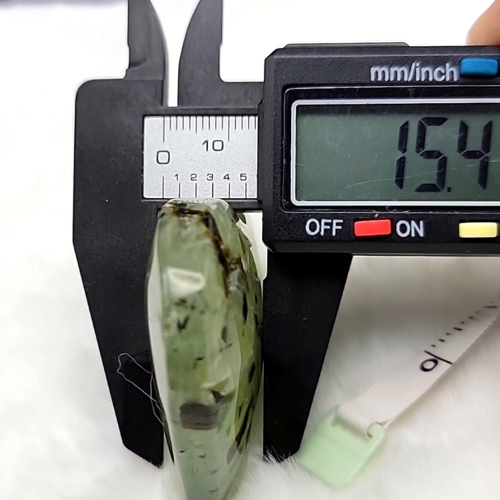 Natural Green Tourmaline And Mica In Prehnite Quartz Crystal Heart Stone Healing - Picture 9 of 10